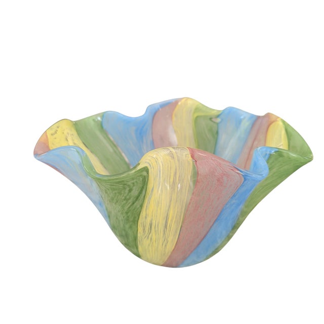 Art Glass Ruffled Decorative Bowl For Sale - Image 10 of 12