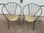 Great pair of Mid-Century Modern wrought-iron hoop chairs. Would be great inside or out. Features the original upholstery...