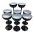 Vintage Carlo Moretti Italy Black White Cased Glass Tall Stem Champagne Coupes - Set of 8 For Sale