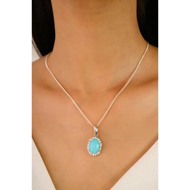 Bohemian Turquoise & Cluster Cubic Zircon Pendant For Sale - Image 4 of 10