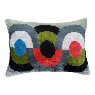 Chouchou Touch Trinity Silk Velvet Ikat Pillow Cover For Sale