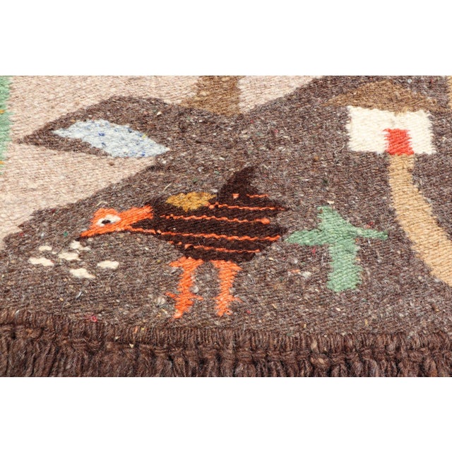 Vintage African Tapestry With Tribal Village, Wildlife and Hunting Scene For Sale - Image 13 of 15
