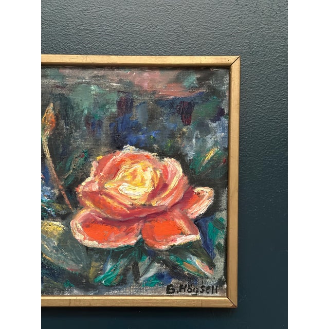 Mid-Century Modern B. Högsk, Yellow Rose, 1960s, Oil on Canvas, Framed For Sale - Image 3 of 12