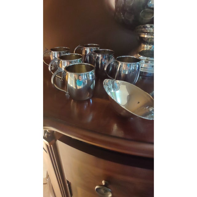 Metal Vintage Fb Rogers Silver Co Silverplate Punch Bowl Set With 12 Cups & Ladle 5614 For Sale - Image 7 of 13