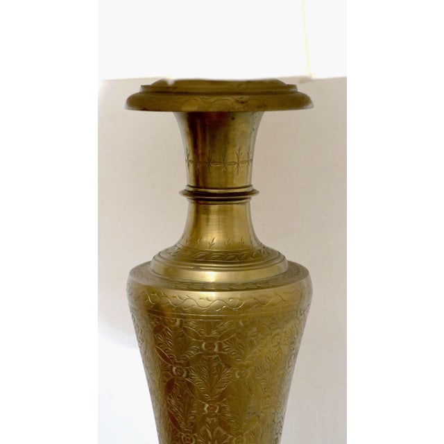 1920s 1920s Brass Etched Table Lamp With Fluted Shade For Sale - Image 5 of 13