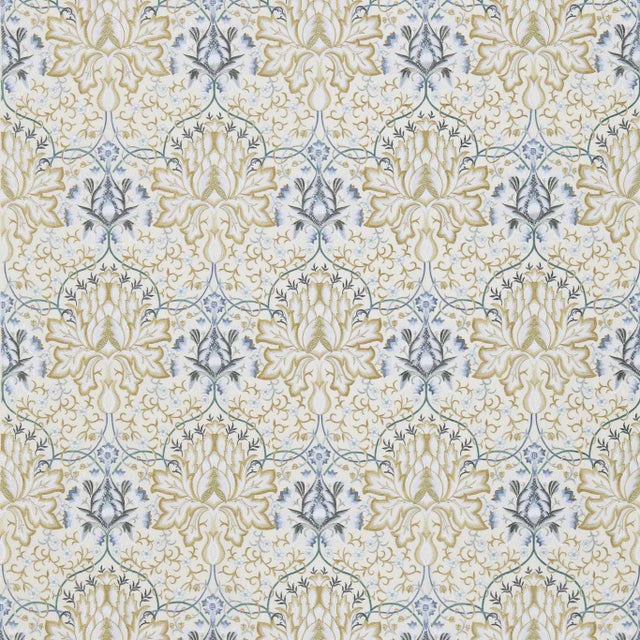 Morris & Co Artichoke Fabric in Soft Gold/Cream For Sale