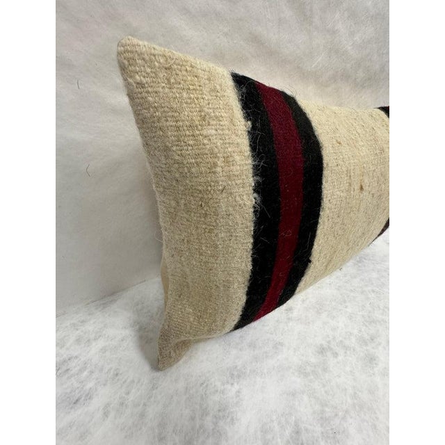 Turkish Hemp Pillow Cushion Natural Black Red Pillow Cushion Cover 16" x 24" For Sale - Image 4 of 4