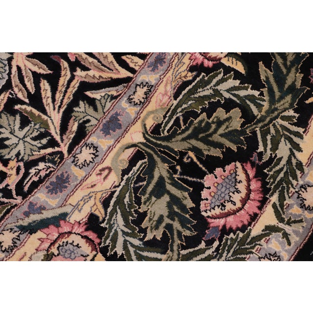 Shabby Chic Pak-Persian Black/Green Wool Round Rug - 8'1'' X 8'6'' For Sale In New York - Image 6 of 9