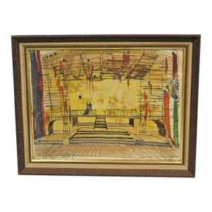 Vintage "Carmen Act I" New York City Opera Watercolor Framed Painting, Signed