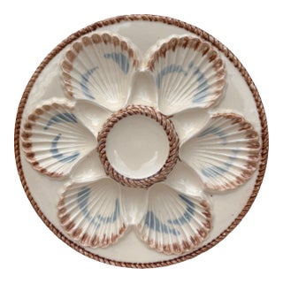 19th Century Majolica Oyster Plate Longchamp For Sale