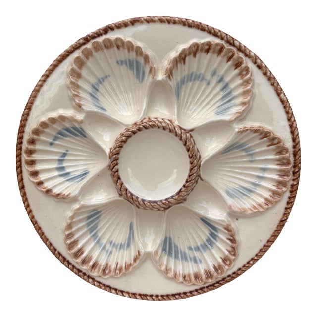19th Century Majolica Oyster Plate Longchamp For Sale