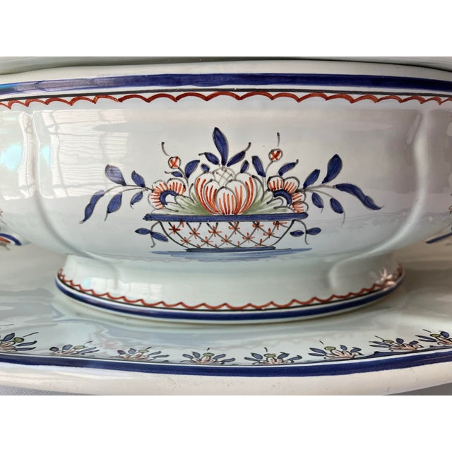 French Antique Decor Ruen Fait Main, Tiffany & Co. France Porcelain Tureen & Underplate For Sale - Image 3 of 12