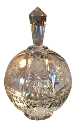Vintage Cut-Glass Candy Dish or Lidded Compote With Prism Top