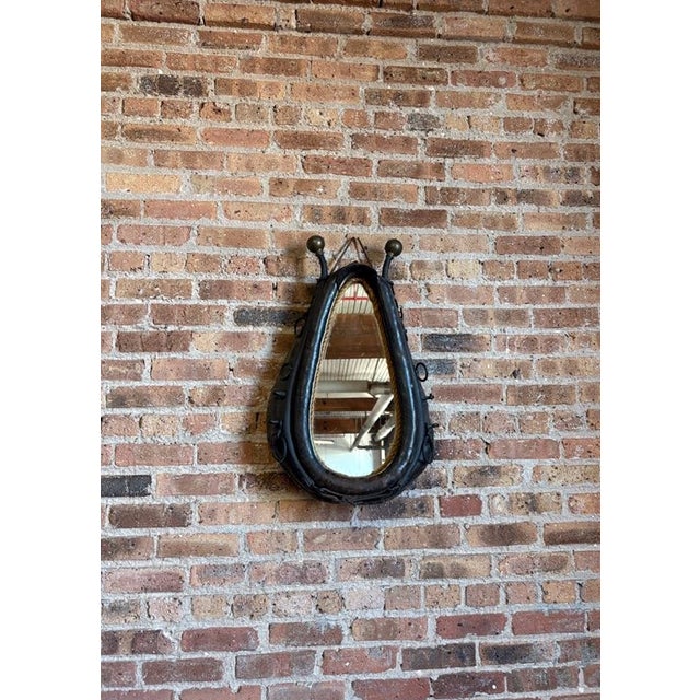 Metal Antique Repurposed Leather Horse Collar Mirror For Sale - Image 7 of 12