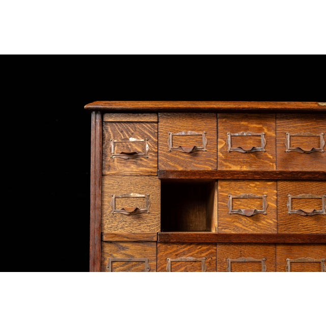 Early 20th Century Tiger Oak Puzzle Box Card Catalog For Sale - Image 12 of 14
