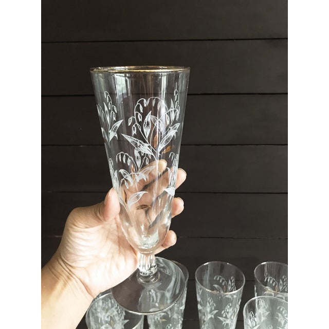 1970s Tall Drinking Glasses with Art Deco Design Set of 8 Chairish