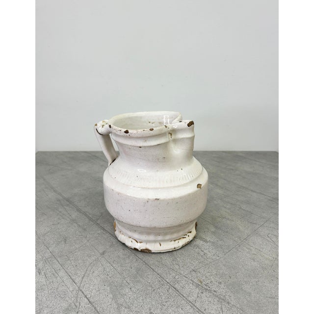 White Antique White Pinched Spout Jug For Sale - Image 8 of 12