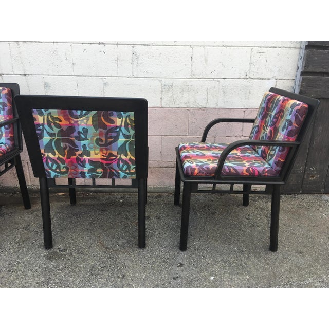 Set of 8 Ettore Sottsass “Bridge” Dining Chairs for Knoll – Postmodern 1988, Original Fabric & Labels For Sale In Los Angeles - Image 6 of 13