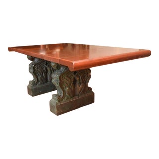 Dining Table Ft. Chimera (Rams Head Griffin Body) Concrete Pedestal Base & Altar Tabletop For Sale