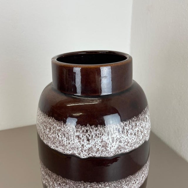 Large Pottery Fat Lava White-Rings Floor Vase from Scheurich, 1970s For Sale - Image 6 of 18