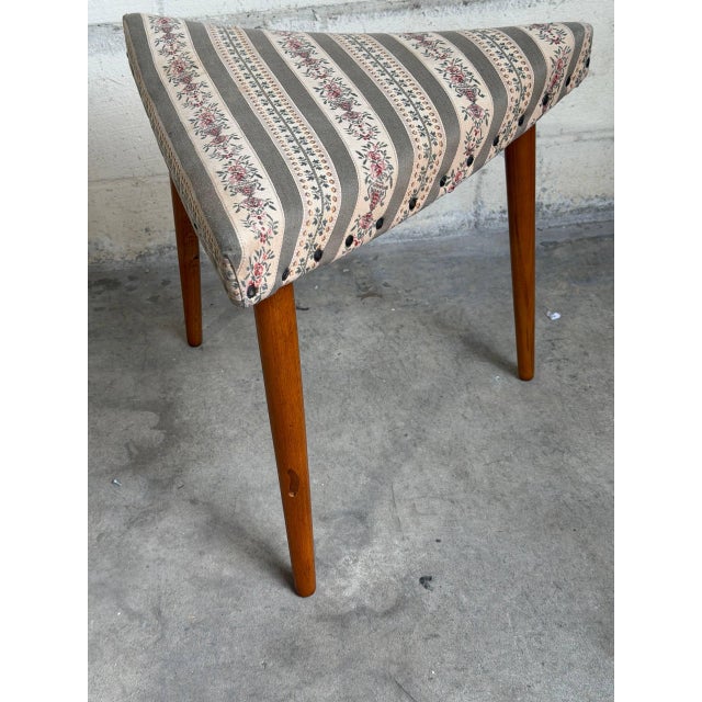 Brown Vintage Danish Mid Century Modern Teak Corner Ottoman Stool For Sale - Image 8 of 9