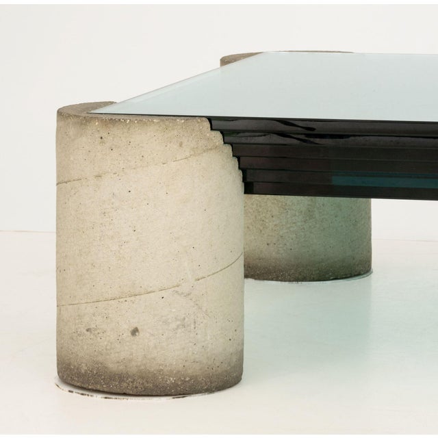 Modernist Graduated Glass Top and Concrete Coffee Table For Sale - Image 4 of 12