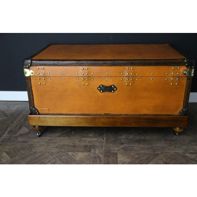 Orange Antique Cabin Trunk in Orange Canvas from Louis Vuitton, 1900s For Sale - Image 8 of 18