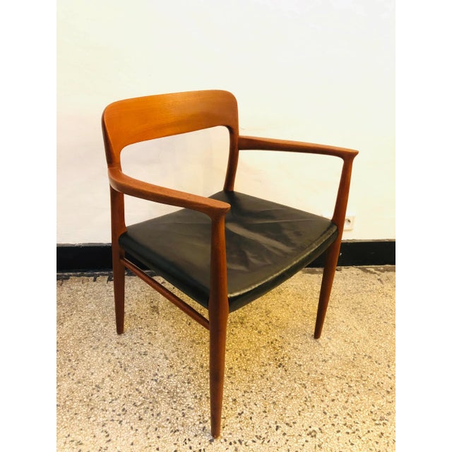 Black Teak & Leather Dining Chair by N.O. Møller for J.L. Møllers, 1950s For Sale - Image 8 of 15