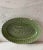 Vintage Bordallo Pinheiro ceramic serving dish in the glazed green basketweave pattern.