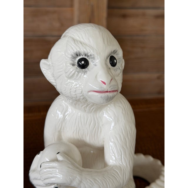 Figurative Pair of Chelsea House White Porcelain Capuchin Monkey Bookends or Decorative Objects For Sale - Image 3 of 12