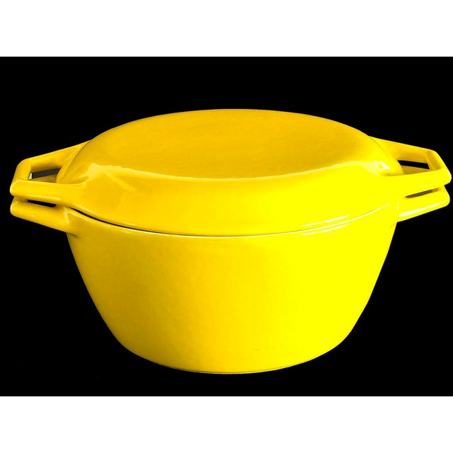 Mid 20th Century Enamel on Cast Iron Dutch Oven Designed by Michael Lax for Copco, 2 Piece Set For Sale In Miami - Image 6 of 12