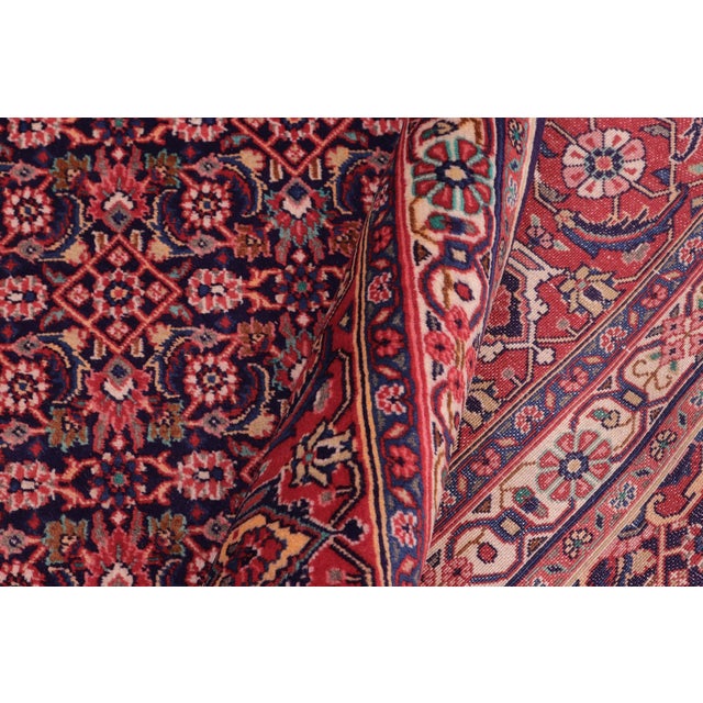 Transitional Vintage Hand-Knotted Wool Rug – 10'0" X 12'6" – Blue & Red For Sale - Image 3 of 7