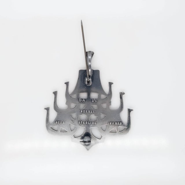 Mid 20th Century Bjørn S. Østern David Andersen Modernist Sterling Silver Longship Brooch/Pendant For Sale - Image 5 of 15