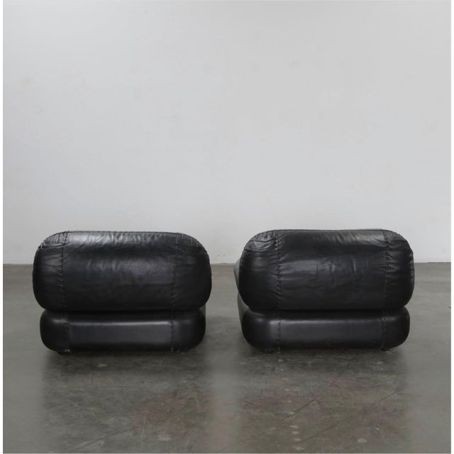 Pair of 1970’s Adriano Piazzesi Stitched Leather Lounge Chairs For Sale - Image 15 of 18
