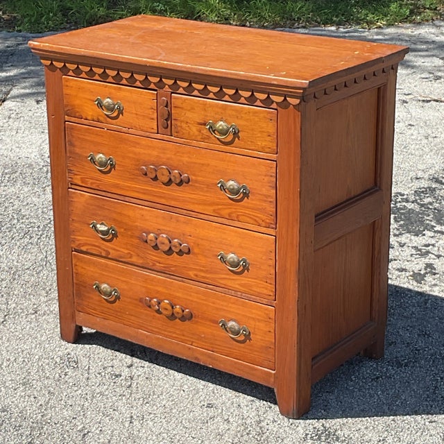 Vintage Primitive Scalloped Chest of Drawers For Sale - Image 4 of 4