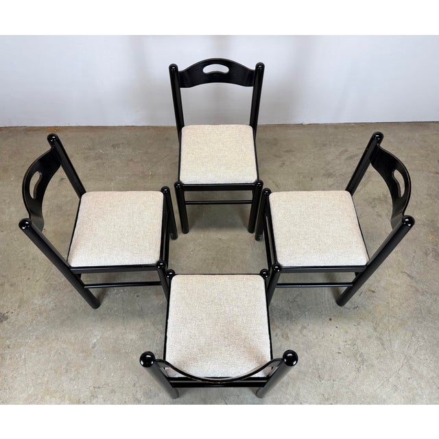 Vintage Italian Modern Habitat Style Black Lacquer Dining Chairs—Set of 4 For Sale - Image 12 of 12