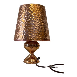 Vintage Art Deco Hammered Copper Table Lamp, 1930 For Sale