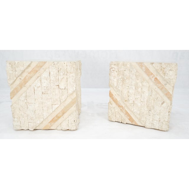 Maitland - Smith Pair of Cube Shape Tessellated Polished Marble End Tables Night Stands MINT! For Sale - Image 4 of 9