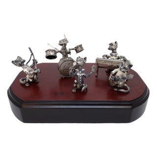 Musical Cats Figurine in Steel from Aryentis, 1980s For Sale