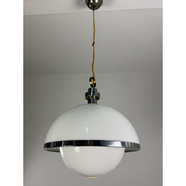 White Large Three-Light Acrylic Glass Pendant Lamp, 1960s For Sale - Image 8 of 14