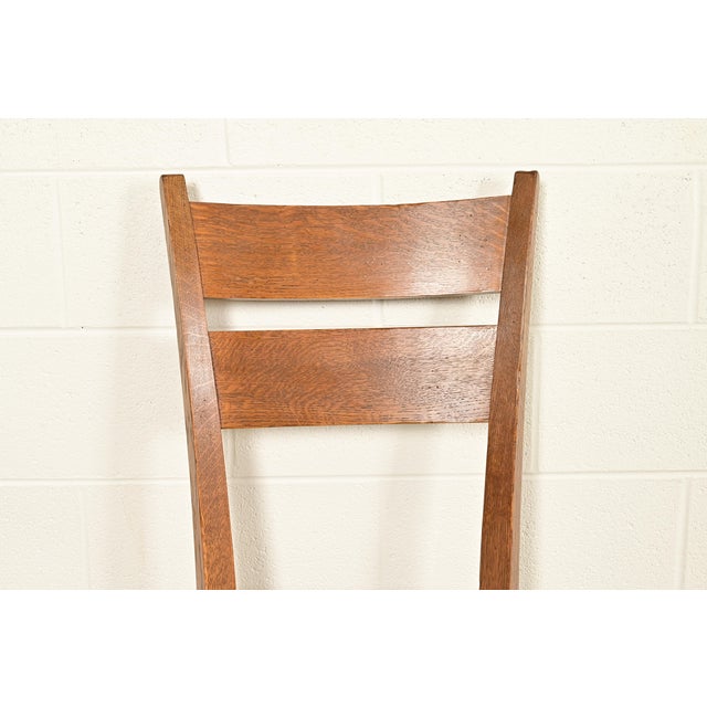 Stickley Mission Oak Arts & Crafts Dining Chairs, Set of Four For Sale In South Bend - Image 6 of 14