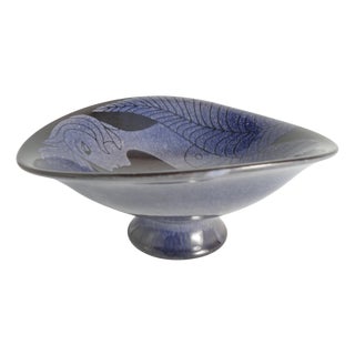 Blue Mermaid and Fish Bowl by Anna Lisa Thomson for Upsala Ekeby, 1950s For Sale