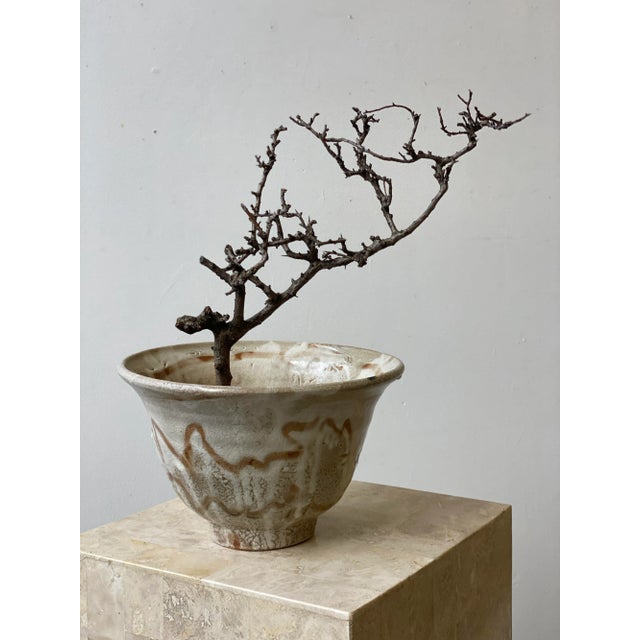 Mid-Century Modern Vintage Wheel-Thrown Shino Glazed Stoneware Bowl, Circa 1970s For Sale - Image 3 of 11