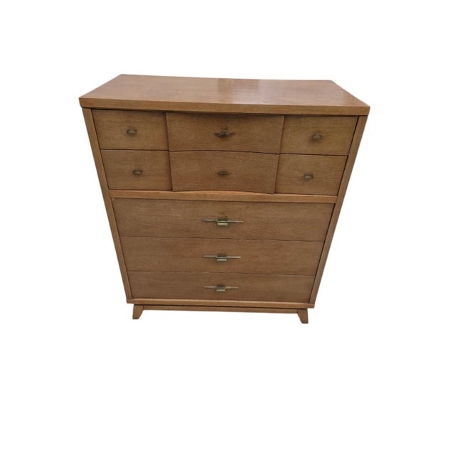 Wood Mid-Century Modern Highboy Dresser / Chest of Drawers – 1950s For Sale - Image 7 of 9