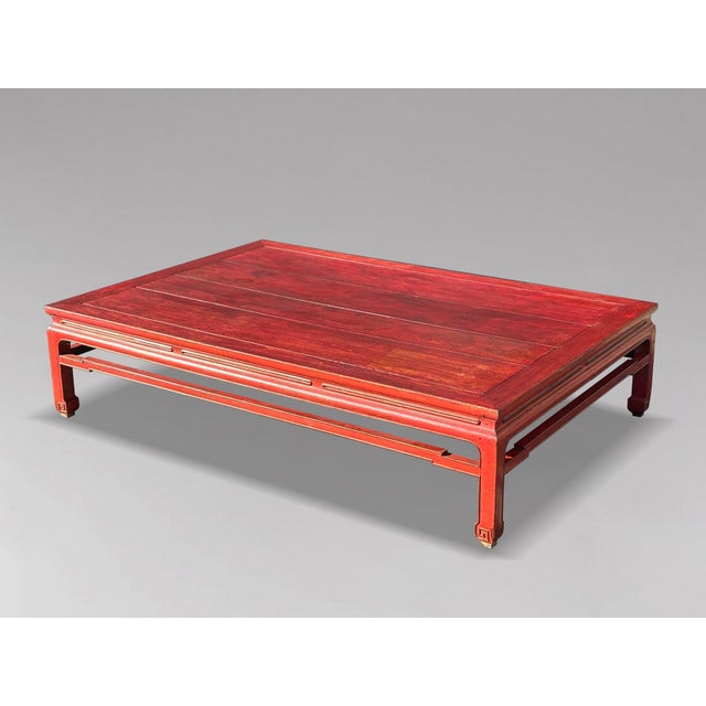Large Antique Chinese Red Painted Coffee Table, 1800 For Sale - Image 9 of 9