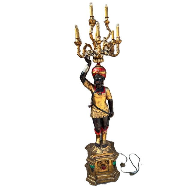 9-light venetian moro polychrome floor lamp Total height: 200 cm Width: 40 cm Depth: 40 cm Lamp in perfect working order...