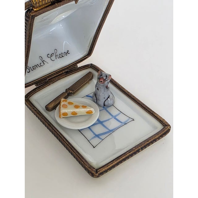 White Vintage French Limoges Mouse Trap Cheese & Mouse Trinket Box For Sale - Image 8 of 10