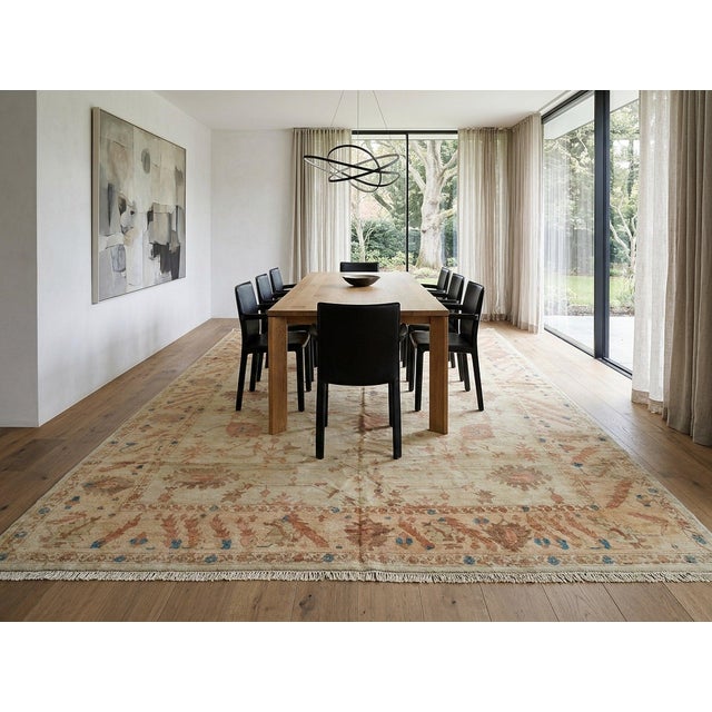 8x11 Peshawar Hand Knotted Wool Rug, Gold and Rust Oushak Design For Sale - Image 13 of 14