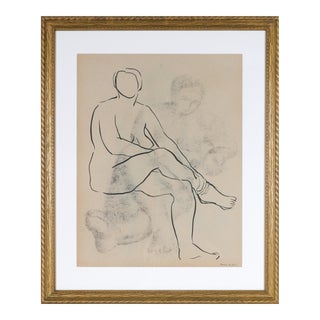 1943 Charcoal and Ink Figures For Sale