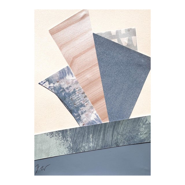 "Im Blue 5" Original Mixed-Media Collage on Paper by Zac Woodie For Sale